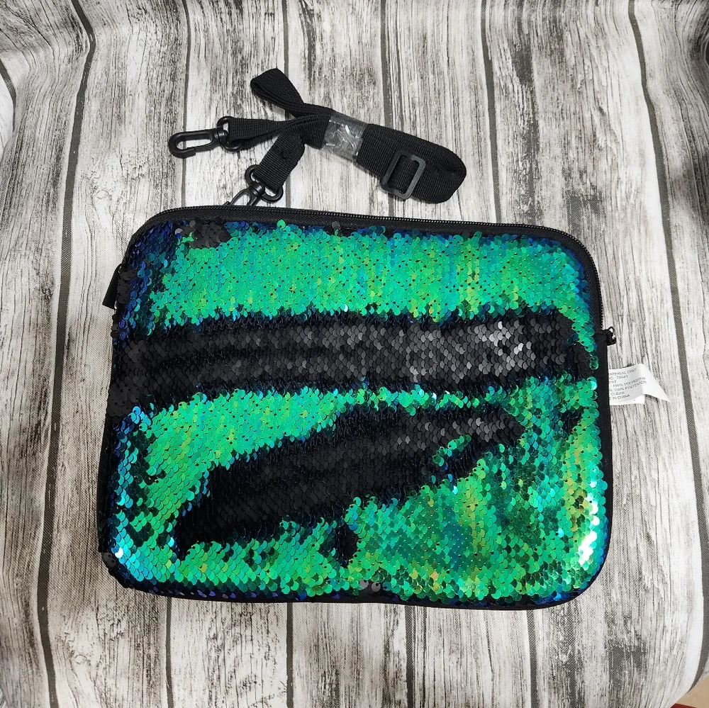 Sparkle sequin tablet case with strap